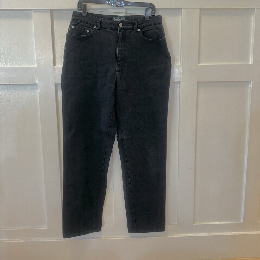 Ralph Lauren Lauren Jeans Women size 12 High Rise Dark Wash Denim Straight Leg
